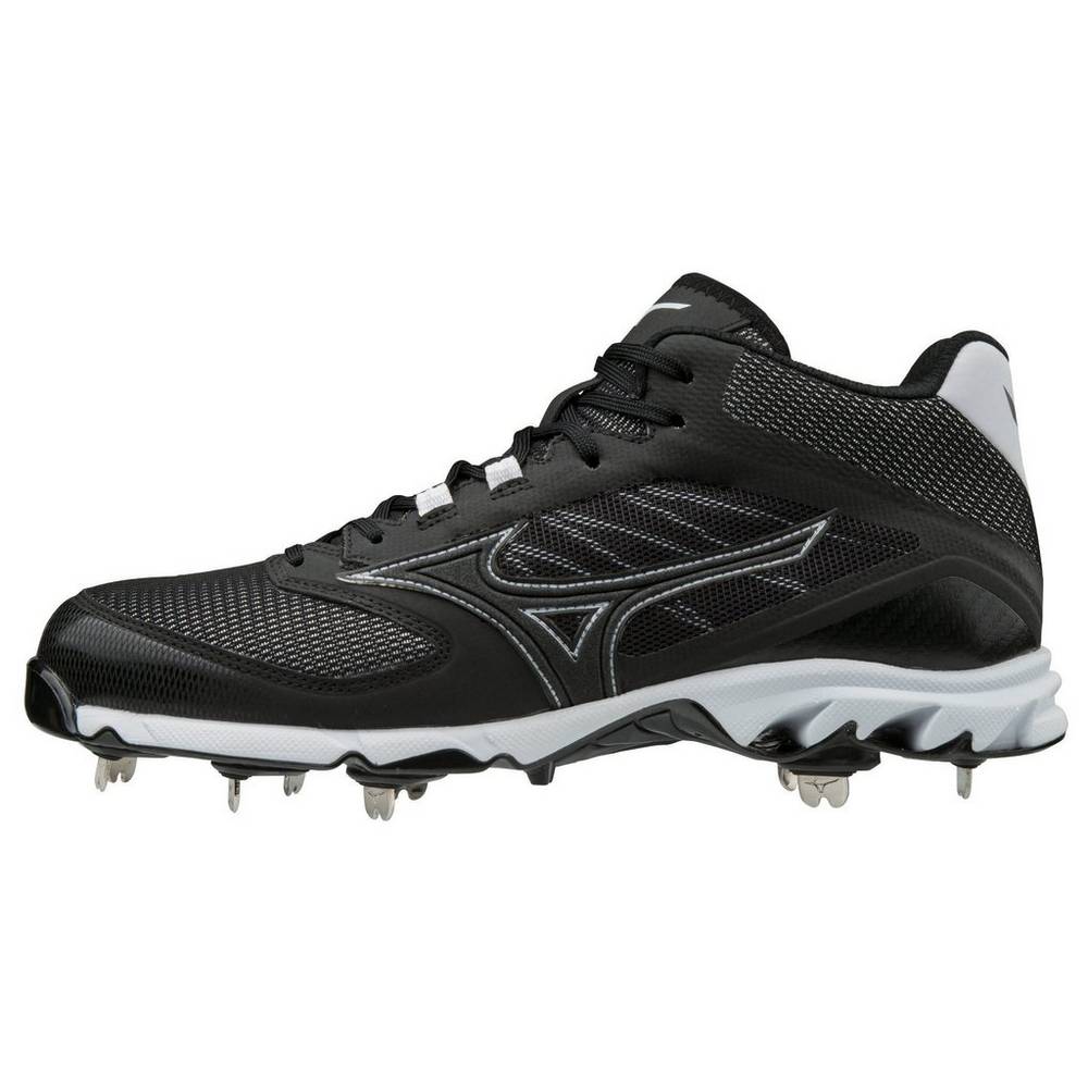 Panske Botasky Mizuno 9-Spike Dominant 2 Metal Mid Čierne/Biele Vypredaj SLVG09265